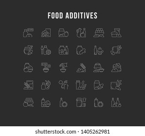 Set of vector line icons, sign and symbols of food additives for modern concepts, web and apps. Collection of infographics elements, logos and pictograms.