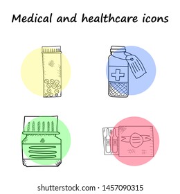 Set vector line icons, sign and symbols in flat design medicine and health with elements for mobile concepts and web apps. Collection modern infographic logo and pictogram.