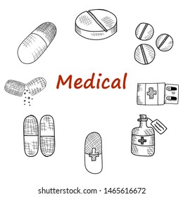 Set vector line icons, sign and symbols in flat design medicine and health with elements for mobile concepts and web apps. Collection modern infographic logo and pictogram.