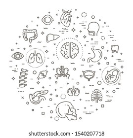 Set vector line icons, sign and symbols in flat design medicine and health