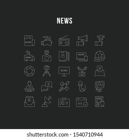 Set vector line icons, sign and symbols in flat design news with elements for mobile concepts and web apps. Collection modern infographic logo and pictogram.