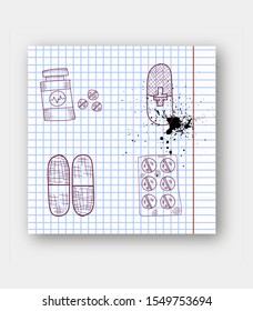 Set vector line icons, sign and symbols in flat design medicine and health . Collection modern infographic logo and pictogram.