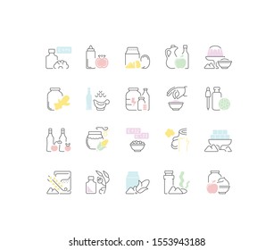 Set of vector line icons, sign and symbols of food additives for modern concepts, web and apps. Collection of infographics elements, logos and pictograms.