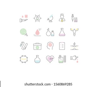 Set vector line icons, sign and symbols in flat design medical laboratory with elements for mobile concepts and web apps. Collection modern infographic logo and pictogram.