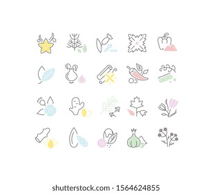 Set of vector line icons, sign and symbols of spices for modern concepts, web and apps. Collection of infographics elements, logos and pictograms.