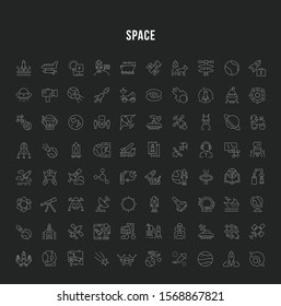Set of vector line icons, sign and symbols of space for modern concepts, web and apps. Collection of infographics elements, logos and pictograms.