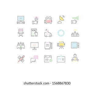 Set vector line icons, sign and symbols in flat design television with elements for mobile concepts and web apps. Collection modern infographic logo and pictogram.