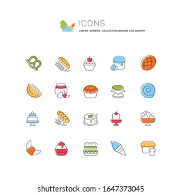 Set of vector line icons, sign and symbols of flour products for modern concepts, web and apps. Collection of infographics elements, logos and pictograms.