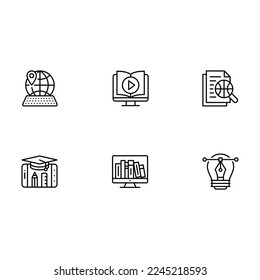Set vector line icons, sign and symbols in flat design university, e-learning and science with elements for mobile concepts and web apps.
