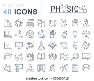 Set vector line icons, sign and symbols in flat design physic with elements for mobile concepts and web apps. Collection modern infographic logo and pictogram.