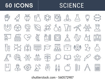 Set vector line icons, sign and symbols in flat design science with elements for mobile concepts and web apps. Collection modern infographic logo and pictogram.