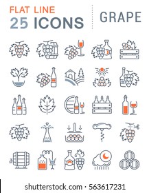 Set vector line icons, sign and symbols in flat design grape with elements for mobile concepts and web apps. Collection modern infographic logo and pictogram.