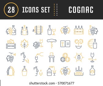 Set vector line icons, sign and symbols in flat design cognac with elements for mobile concepts and web apps. Collection modern infographic logo and pictogram.