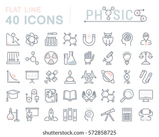 Set vector line icons, sign and symbols in flat design physic with elements for mobile concepts and web apps. Collection modern infographic logo and pictogram.