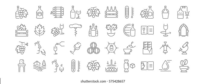 Set vector line icons, sign and symbols in flat design cognac with elements for mobile concepts and web apps. Collection modern infographic logo and pictogram.