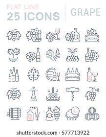 Set vector line icons, sign and symbols in flat design grape with elements for mobile concepts and web apps. Collection modern infographic logo and pictogram.