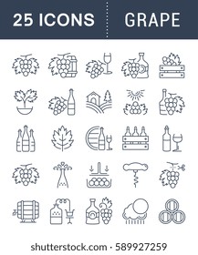 Set vector line icons, sign and symbols in flat design grape with elements for mobile concepts and web apps. Collection modern infographic logo and pictogram.