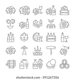 Set vector line icons, sign and symbols in flat design grape with elements for mobile concepts and web apps. Collection modern infographic logo and pictogram.