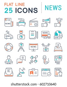 Set vector line icons, sign and symbols in flat design news with elements for mobile concepts and web apps. Collection modern infographic logo and pictogram.