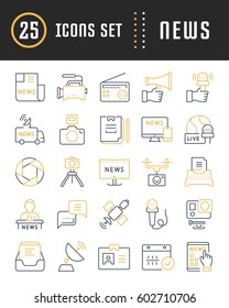 Set vector line icons, sign and symbols in flat design news with elements for mobile concepts and web apps. Collection modern infographic logo and pictogram.
