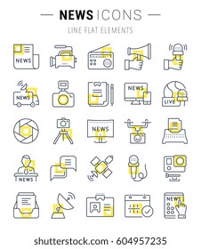 Set vector line icons, sign and symbols in flat design news with elements for mobile concepts and web apps. Collection modern infographic logo and pictogram.