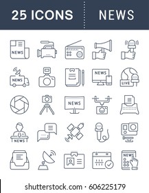 Set vector line icons, sign and symbols in flat design news with elements for mobile concepts and web apps. Collection modern infographic logo and pictogram.