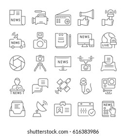 Set vector line icons, sign and symbols in flat design news with elements for mobile concepts and web apps. Collection modern infographic logo and pictogram.