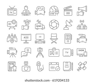 Set vector line icons, sign and symbols in flat design television with elements for mobile concepts and web apps. Collection modern infographic logo and pictogram.