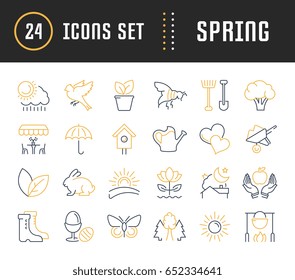 Set vector line icons, sign and symbols in flat design spring with elements for mobile concepts and web apps. Collection modern infographic logo and pictogram.