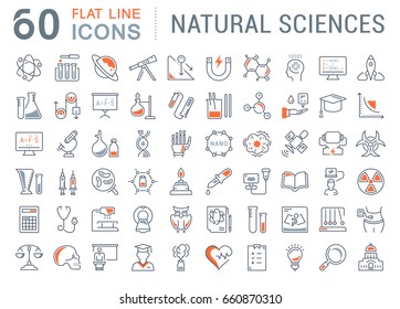 Set vector line icons, sign and symbols in flat design of natural history with elements for mobile concepts and web apps. Collection modern infographic logo and pictogram.