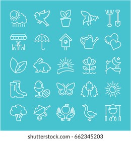 Set vector line icons, sign and symbols in flat design spring with elements for mobile concepts and web apps. Collection modern infographic logo and pictogram.