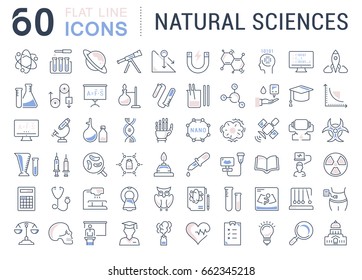 Set vector line icons, sign and symbols in flat design of natural history with elements for mobile concepts and web apps. Collection modern infographic logo and pictogram.