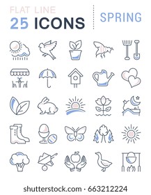 Set vector line icons, sign and symbols in flat design spring with elements for mobile concepts and web apps. Collection modern infographic logo and pictogram.