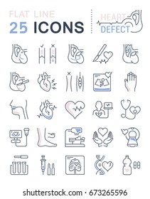 Set vector line icons, sign and symbols in flat design heart defect with elements for mobile concepts and web apps. Collection modern infographic logo and pictogram.