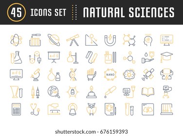 Set vector line icons, sign and symbols in flat design of natural history with elements for mobile concepts and web apps. Collection modern infographic logo and pictogram.