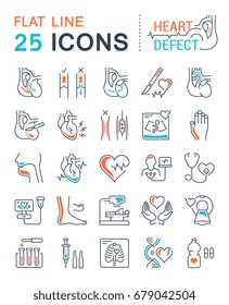 Set vector line icons, sign and symbols in flat design heart defect with elements for mobile concepts and web apps. Collection modern infographic logo and pictogram.