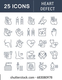 Set vector line icons, sign and symbols in flat design heart defect with elements for mobile concepts and web apps. Collection modern infographic logo and pictogram.