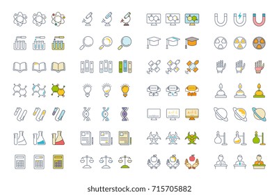 Set vector line icons, sign and symbols in flat design physic with elements for mobile concepts and web apps. Collection modern infographic logo and pictogram.