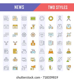 Set vector line icons, sign and symbols in flat design news with elements for mobile concepts and web apps. Collection modern infographic logo and pictogram.