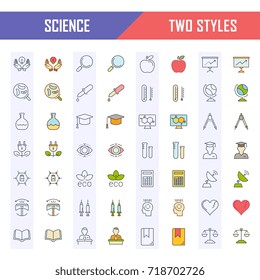 Set vector line icons, sign and symbols in flat design science with elements for mobile concepts and web apps. Collection modern infographic logo and pictogram.