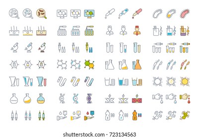 Set vector line icons, sign and symbols in flat design of bacteria and virus with elements for mobile concepts and web apps. Collection modern infographic logo and pictogram.