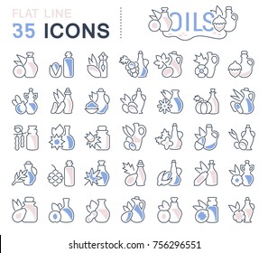 Set of vector line icons, sign and symbols with flat elements of oils for modern concepts, web and apps. Collection of infographics logos and pictograms.