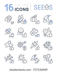 Set of vector line icons, sign and symbols with flat elements of seeds for modern concepts, web and apps. Collection of infographics logos and pictograms.
