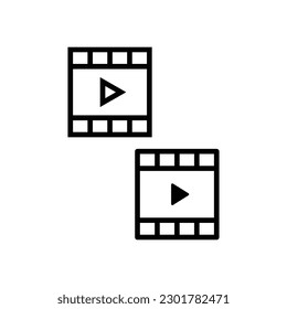 Conjunto de iconos, signos y símbolos de línea vectorial en cine de diseño plano y películas con elementos para concepto móvil y aplicaciones web. Icono de cámara. Icono de vídeo y película