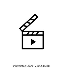 Set of vector line icons, signs and symbols on flat design cinema and movies with elements for mobile concept and web applications. Camera icon. Video and movie icon