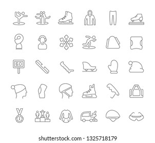 Set of vector line icons of skating sports for modern concepts, web and apps. 