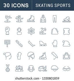 Set of vector line icons of skating sports for modern concepts, web and apps. 