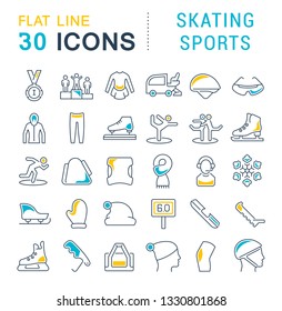 Set of vector line icons of skating sports for modern concepts, web and apps. 
