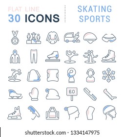 Set of vector line icons of skating sports for modern concepts, web and apps. 