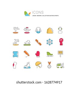 Set of vector line icons of skating sports for modern concepts, web and apps. 